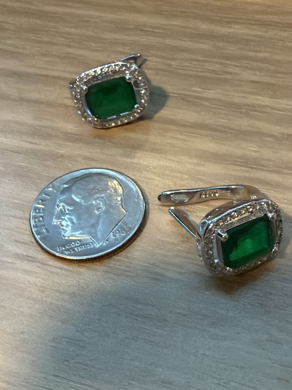 Brand new Eternity, jewelry Sterling Silver Emerald Green Halo Earrings